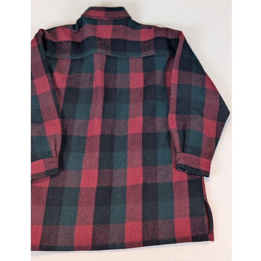 VTG 90's Plaid Wool Work Barn Jacket Red Black Weathervane Long Sleeve Coat L/XL - Picture 4 of 11
